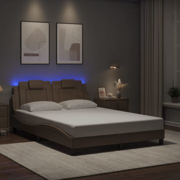 vidaXL Lovos rėmas, Viana, su LED be čiužinio, kapučino spalvos, 140x200cm