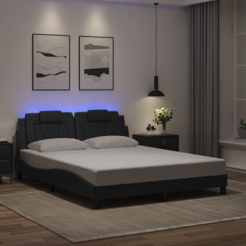 vidaXL Lovos rėmas, Viana, su LED be čiužinio, juodos spalvos, 160x200cm