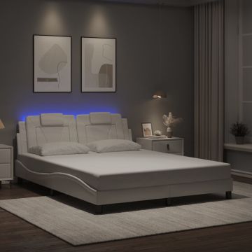 vidaXL Lovos rėmas, Viana, su LED be čiužinio, baltos spalvos, 160x200cm