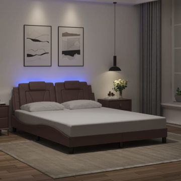 vidaXL Lovos rėmas, Viana, su LED be čiužinio, rudos spalvos, 160x200cm