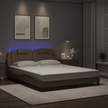vidaXL Lovos rėmas, Viana, su LED be čiužinio, kapučino spalvos, 160x200cm