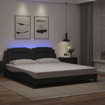 vidaXL Lovos rėmas, Viana, su LED be čiužinio, juodos spalvos, 180x200cm
