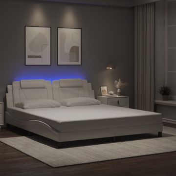 vidaXL Lovos rėmas, Viana, su LED be čiužinio, baltos spalvos, 180x200cm