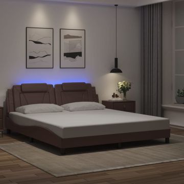 vidaXL Lovos rėmas, Viana, su LED be čiužinio, rudos spalvos, 180x200cm