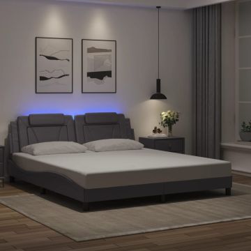 vidaXL Lovos rėmas, Viana, su LED be čiužinio, pilkos spalvos, 180x200cm