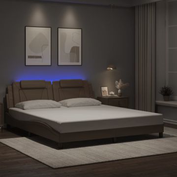 vidaXL Lovos rėmas, Viana, su LED be čiužinio, kapučino spalvos, 180x200cm