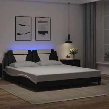 vidaXL Lovos rėmas, Viana, su LED be čiužinio, juodas ir baltas, 180x200cm