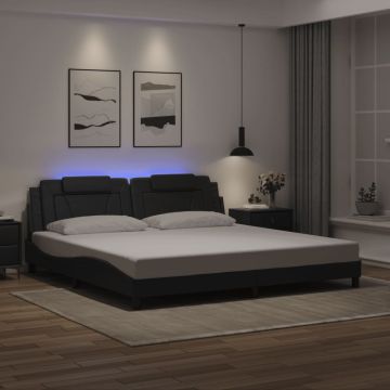 vidaXL Lovos rėmas, Viana, su LED be čiužinio, juodos spalvos, 200x200cm