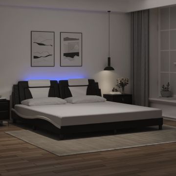 vidaXL Lovos rėmas, Viana, su LED be čiužinio, juodas ir baltas, 200x200cm