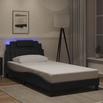 vidaXL Lovos rėmas, Viana, su LED be čiužinio, juodos spalvos, 100x203cm
