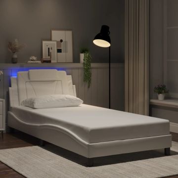 vidaXL Lovos rėmas, Viana, su LED be čiužinio, baltos spalvos, 100x203cm