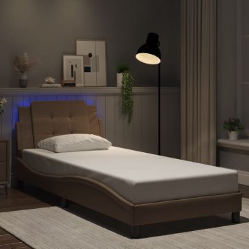 vidaXL Lovos rėmas su LED be čiužinio, Zadar, kapučino spalvos, 80x200cm
