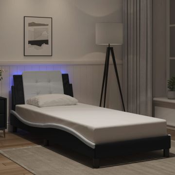 vidaXL Lovos rėmas su LED be čiužinio, Zadar, juodas ir baltas, 80x200cm