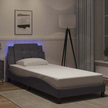 vidaXL Lovos rėmas su LED be čiužinio, Zadar, pilkos spalvos, 90x190cm