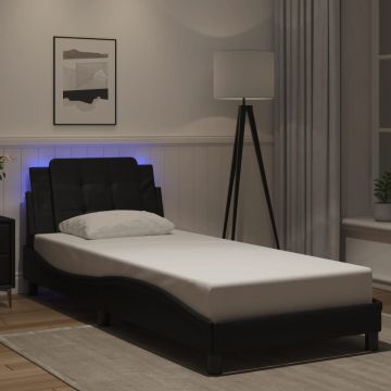 vidaXL Lovos rėmas su LED be čiužinio, Zadar, juodos spalvos, 90x200cm