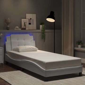 vidaXL Lovos rėmas su LED be čiužinio, Zadar, baltos spalvos, 100x200cm