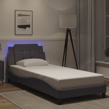 vidaXL Lovos rėmas su LED be čiužinio, Zadar, pilkos spalvos, 100x200cm