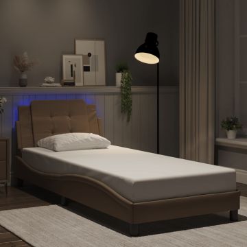 vidaXL Lovos rėmas su LED be čiužinio, Zadar, kapučino spalvos, 100x200cm