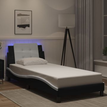 vidaXL Lovos rėmas su LED be čiužinio, Zadar, juodas ir baltas, 100x200cm