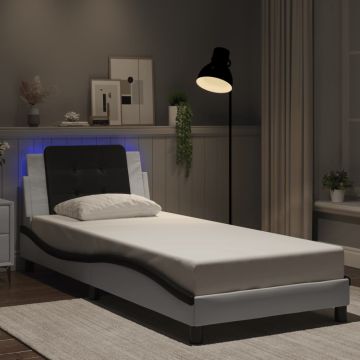 vidaXL Lovos rėmas su LED be čiužinio, Zadar, baltas ir juodas, 100x200cm