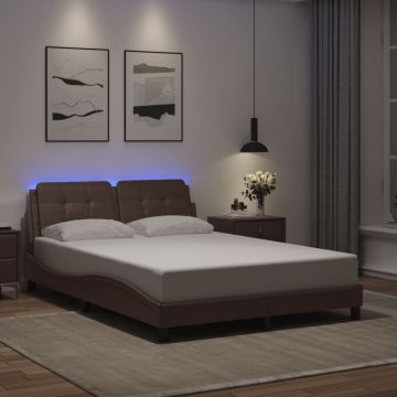 vidaXL Lovos rėmas su LED be čiužinio, Zadar, pilkos spalvos, 120x200cm