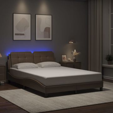 vidaXL Lovos rėmas su LED be čiužinio, Zadar, kapučino spalvos, 120x200cm
