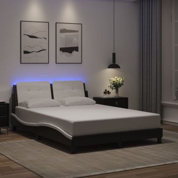 vidaXL Lovos rėmas su LED be čiužinio, Zadar, juodas ir baltas, 120x200cm