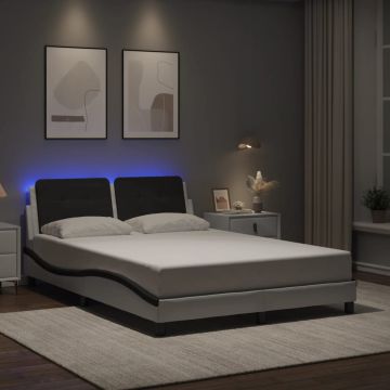 vidaXL Lovos rėmas su LED be čiužinio, Zadar, baltas ir juodas, 120x200cm