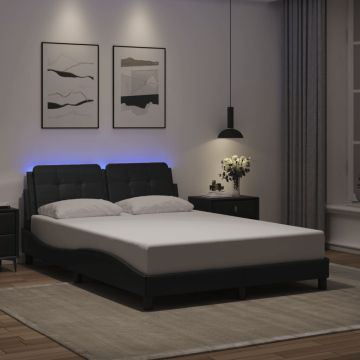 vidaXL Lovos rėmas su LED be čiužinio, Zadar, juodos spalvos, 140x200cm