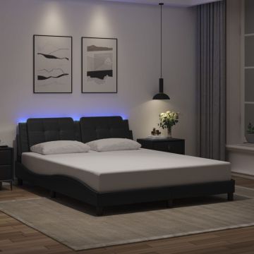 vidaXL Lovos rėmas su LED be čiužinio, Zadar, juodos spalvos, 160x200cm