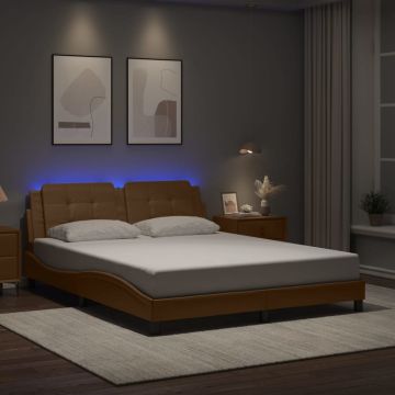 vidaXL Lovos rėmas su LED be čiužinio, Zadar, kapučino spalvos, 160x200cm