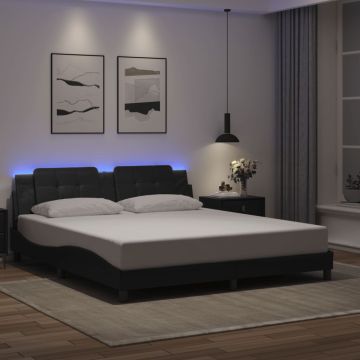 vidaXL Lovos rėmas su LED be čiužinio, Zadar, juodos spalvos, 180x200cm
