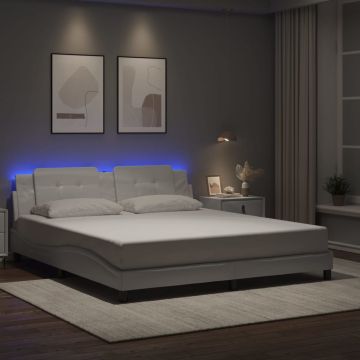 vidaXL Lovos rėmas su LED be čiužinio, Zadar, baltos spalvos, 180x200cm