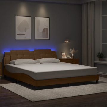 vidaXL Lovos rėmas su LED be čiužinio, Zadar, kapučino spalvos, 180x200cm