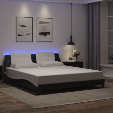 vidaXL Lovos rėmas su LED be čiužinio, Zadar, juodas ir baltas, 180x200cm
