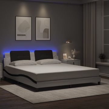 vidaXL Lovos rėmas su LED be čiužinio, Zadar, baltas ir juodas, 180x200cm
