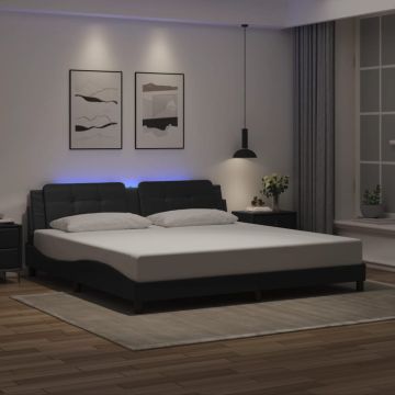 vidaXL Lovos rėmas su LED be čiužinio, Zadar, juodos spalvos, 200x200cm