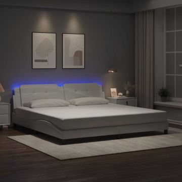 vidaXL Lovos rėmas su LED be čiužinio, Zadar, baltos spalvos, 200x200cm