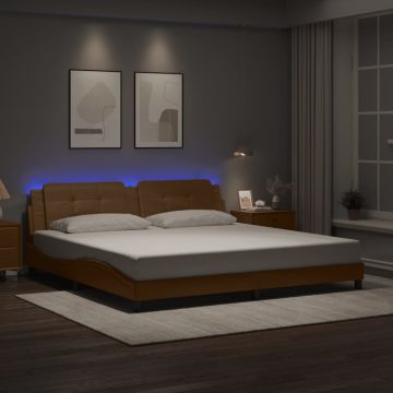 vidaXL Lovos rėmas su LED be čiužinio, Zadar, kapučino spalvos, 200x200cm