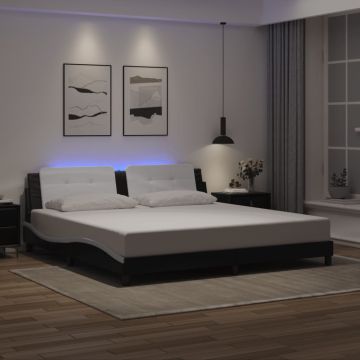 vidaXL Lovos rėmas su LED be čiužinio, Zadar, juodas ir baltas, 200x200cm