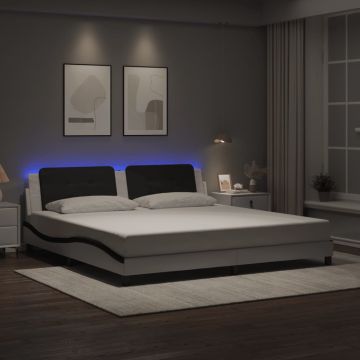 vidaXL Lovos rėmas su LED be čiužinio, Zadar, baltas ir juodas, 200x200cm