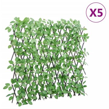 vidaXL Dirbtinės gebenės treliažai, 5vnt., žali, 180x65cm, prailginami