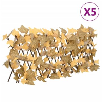 vidaXL Dirbtinių klevo lapų treliažai, 5vnt., oranžiniai, 180x30cm