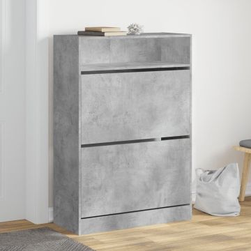 vidaXL Batų spintelė su 2 atverčiamais stalčiais, betono, 80x34x116cm