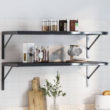 vidaXL Lentynų laikikliai, 4vnt., juodos, 40x2,5x25cm, plienas