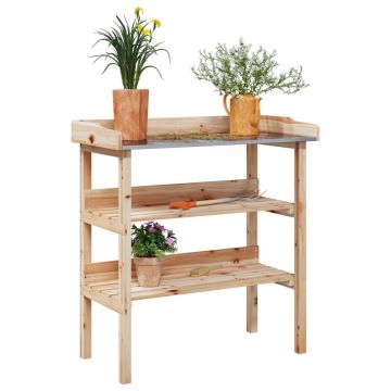 vidaXL Augalų sodinimo stalas su lentynomis, 78x38x82,5cm, eglė