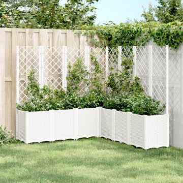 vidaXL Sodo lovelis su treliažu, baltos spalvos, 160x160x140cm, PP