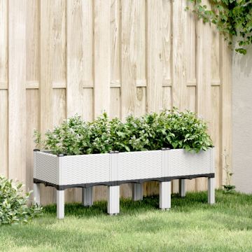 vidaXL Sodo lovelis su kojomis, baltos spalvos, 120x40x42cm, PP
