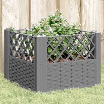 vidaXL Sodo lovelis su kuoliukais, pilkas, 43,5x43,5x43,5cm, PP
