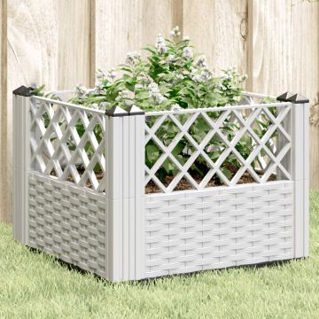 vidaXL Sodo lovelis su kuoliukais, baltas, 43,5x43,5x43,5cm, PP